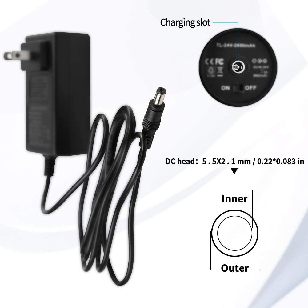 24V-25.2V Massage Gun Charger – AC/DC Adapter For Deep Tissue Massagers (3-Year Warranty, 6.6ft Cable, Over-Voltage Protection)
